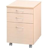 高梨産業 デスクチェスト 木製3段引き出し キャスター付き ナチュラル RS-W7535