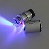 elegantstunning 拡大鏡 ミニ60x LED UVライトポケット顕微鏡宝石通貨拡大鏡調節可能なルーペ