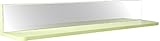 壁掛け棚 ミラー付き エルシェルフ2 抽象柄・マッド系シリーズ 石膏ボード専用取り付け金具付き 幅90cmX奥行13cm(ライムグリーン)
