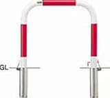 サンポール:サンバリカ―(アーチ)スチール製φ60.5横バー無 差込式鍵付 赤白 FAA-7SK7-650(RW)