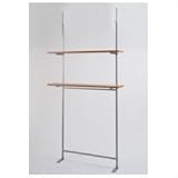 ナサ流通企画 突っ張り壁面収納 無段階調整2枚棚オープンラック 幅120cm ナチュラル色