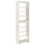 ぼん家具 隙間収納 20cm キッチンワゴン スリム キャスター付き すき間ラック ハイタイプ 冷蔵庫横 収納 キッチン 洗面所 省スペース ホワイトウッド