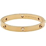 Kate Spade NY Spot The Spade Studded Hinged Bangle Bracelet Jewelry Gold Tone KE759, Large, Stainless Steel, no gemstone