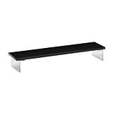 Yobuisg モニター台 パソコン台 机上 卓上 木製 耐荷重15kg キーボード収納 シンプル (ブラック,50cm)