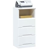 電話台/FAX台(サイドチェスト) 【幅40cm】 4段/オープン収納棚付き 日本製 ホワイト(白) 【完成品】【開梱設置】【代引不可】 生活用品 インテリア 雑貨 インテリア 家具 収納家具 FAX台 電話台 [並行輸入品]