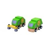 プラントイ(R)木製玩具　清掃車とごみ収集車　6069