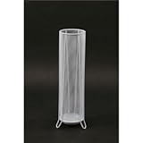 メッシュ傘立て 丸型 【約10本用】 スリムタイプ スチール 底部緩衝材/水受け皿付き WH ホワイト（白）