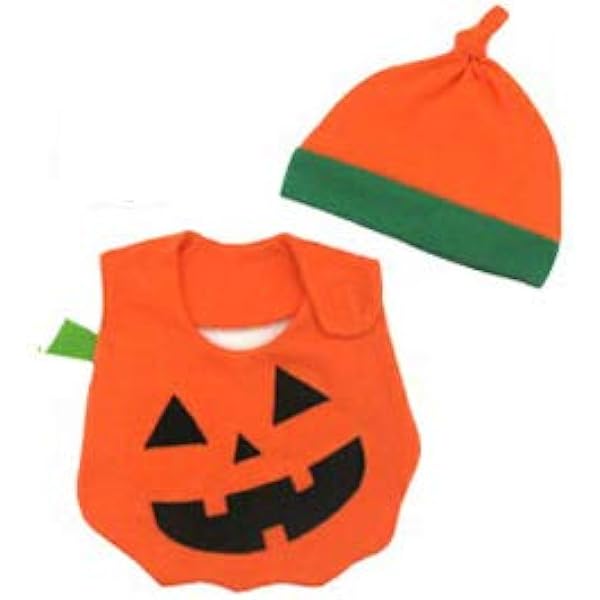 Amazon Co Jp 日本製ハロウィンかぼちゃスタイ 帽子セット 綿100 ｍサイズ 42 44cm 服 ファッション小物