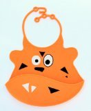 TIGER BIB, TIGER SILICONE BABY BIB - BABY SHOWER GIFT - Food Catcher Pocket Bib - Tiger Bib Tigger -