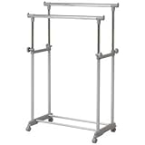 （まとめ） 不二貿易 パイプダブルハンガー W750×D430×H870～1460mm FB-75WGY 1台 【×2セット】