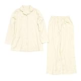 [pajamaya IZUMM] パジャマ屋 パジャマ ストレッチ 二重 ガーゼ ノビーゼ ”UNO” 長袖 前開き レディース／エクリュアイボリー・MBサイズ