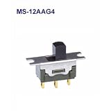 NKKスイッチズ　MS-12AAG4 単極双投　電流容量０．４ＶＡ　ＭＡＸ　２８Ｖ　ＭＡＸ　金メッキ端子・接点　基本ツマミタイプ　はんだ端子形スライドスイッチ