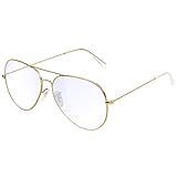 [KANASTAL] ブルーライトカットメガネ 伊達 PC 度無し眼鏡 軽量 だてめがね かわいい オシャレ クリアレンズ 男女兼用（ゴールド）