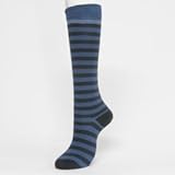 (グレェド) Groedo オーガニックコットン キッズ ハイ ソックス ポーラーブルー&ダークグレー ストライプ サイズ3-4(14.5～16.5cm)