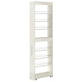 ぼん家具 隙間収納 16cm キッチンワゴン スリム キャスター付き すき間ラック ハイタイプ 冷蔵庫横 収納 キッチン 洗面所 省スペース ホワイトウッド