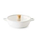 SENSARTE 両手鍋 24cm マーブルコート 卓上鍋 すき焼き鍋 IH対応 ガス対応 一品万能 焦げ付きにくい お手入れ簡単 ガラス蓋付 煮る 焼く 炒める 揚げる しゃぶしゃぶ カレー おでん