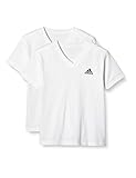 [アディダス] Tシャツ (男の子用) ワンポイントロゴ Vネック 2枚組 ボーイズ ホワイト 日本 140 (日本サイズ140 相当)