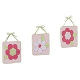 ピンクとグリーンフラワーコレクション壁アートHangings by Sweet Jojo Designs