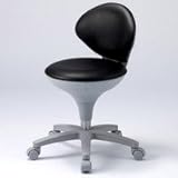 医療現場やオフィスで活躍! ウレタンキャスター背もたれ付 ワーキングスツール　ブラック色 [東洋工芸] WS-021