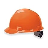 Hard Hat, Front Brim, Slotted, 4 pt. Ratchet, Orange by Mine Safety Appliances