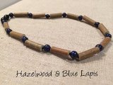 ADHD Hazelwood Necklace 17 - 18 inch Baltic Amber Lapis Lazuli for adult for Gut issues; Eczema, Aci