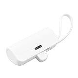 ミニポータブル充電器, 2-in-1 iOS/Type-C内蔵ケーブル, スマートチップ搭載, アウトドア・旅行・オフィス用, 急速充電対応, コンパクト設計