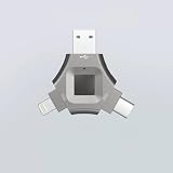 【指紋認証】USBメモリ大容量 カードリーダー暗号化 紛失防止 高速 セキュリティ 64gb 128gb 256gb フラッシュメモリー バックアップ 3ポート ios android PC Pad 64人登録可能 (64, GB)