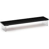 FiveLn モニター台 パソコン台 机上 卓上 木製 耐荷重15kg キーボード収納 シンプル (60*20*8cm,ブラック)