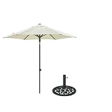 タカショー(Takasho) EGプッシュパラソル2.5m オフホワイト&パラソルベース 青銅色S ローズセット