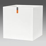 樹脂製軽量ポット(植木鉢/プランター) CAPI キューブ型/60cm 防水/UV加工/耐寒性 ホワイト(白) 〔ガーデニング用品/園芸〕 SIS KTEC-cSIS1-ds-1541966