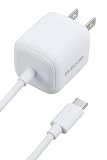エレコム 充電器 Type-C 20W USB PD対応 USB-C ケーブル一体型 2.5m 折りたたみ式プラグ PSE認証 【 iPhone 15 / OPPO/Pixel など各種対応】 ホワイト MPA-ACCP7520WH