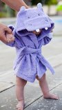 Baby Steps, The Best Purple Hippo Hooded Bathrobe & Towel, 0-9 Months. Great Infant Babies Bath Robe