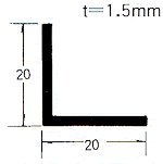 塩ビアングル 20mmx20mm 長さ1.82m 白　1本