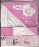 Rene Rofe Bon Bebe 4 Pc Bath Set Bath Blanket & 3 Washcloths (Pink/White) by Rene Rofe Baby