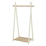 折りたたみハンガーラック 木製 幅90cm×奥行45cm 収納棚付き VR-7118NW ナチュラルホワイト(白)【代引不可】