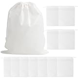 Sweet Plus 不織布収納袋 巾着 カバンの保管 靴の保管 収納 保管 ラッピング 厚手 丈夫 通気性の良い素材 (ホワイト/40*50cm/12枚)