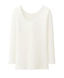 ユニクロ ヒートテック UネックT 9分袖 吸汗速乾 ストレッチ キッズ 子供用 (JP, 身長, 140, ホワイト)