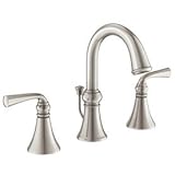 Moen 84855 Widespread Bathroom Faucet with Pop-Up Drain Assembly from the Wether, Spot Resist Brushe