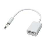 USB 3.5mm 変換ケーブル カーアクセサリ 3.5mm AUX端子用 USB イヤホンジャック 変換コード カーオーディオAUX端子用 車載端子に接続して音楽再生のみ可能 14cm (ホワイト)
