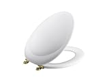 Kohler k-4615-br-0 Revival細長いToilet Seat with Polished Brassヒンジ、ホワイト