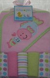 Cutie Pie Hooded Towel and 5 Washcloth Set Pastel Fish, Little Fish with Heart by Cutie Pie Baby