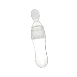 Fenteer 90ML　シリコン　スクイズ　フィーダー　スプーン付き　ミルク　最初の純粋な食品　全3色 - 白