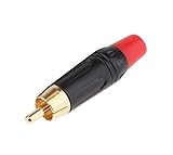 リタプロショップⓇ RCAプラグ 金メッキ RCAオス はんだ オーディオ RCAケーブル 自作 (レッド)