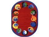 Joy Carpets Kid Essentials Early Childhood Oval Joyful Faces Rug Red 10'9 x 13'2 [並行輸入品]