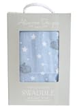 Alimrose Designs " Stars and Bunnies " Muslinおくるみベビーブランケット、47 " x 47 " L ブルー mw16