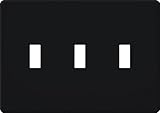 Lutron FG-3-BL Fassada 3-Gang Toggle Wallplate, Black, 1-Pack [並行輸入品]