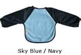 長袖ビブ･エプロン・食事に タオル long sleeved apron/bib in towel (Sサイズ：　6ヶ月-２歳　S: 6 Months - 2 Years+, スカイブルー（body）