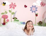 My Wonderful壁Bugs and Blossomsの女の子の部屋壁装飾