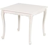 ダイニングテーブル/リビングテーブル 【正方形/幅80cm】 木製 猫足 アンティークホワイト 『ヴィオレッタシリーズ』