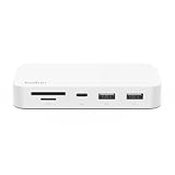 Belkin USB-C 6-in-1 マルチポートハブ マウント付き USB-Cドッキングステーション MicroSDカードリーダー付き 電源USBハブ MacBook、Chromebook、iMac、PC、その他のUSB-Cデバイスに対応 - ホワイト